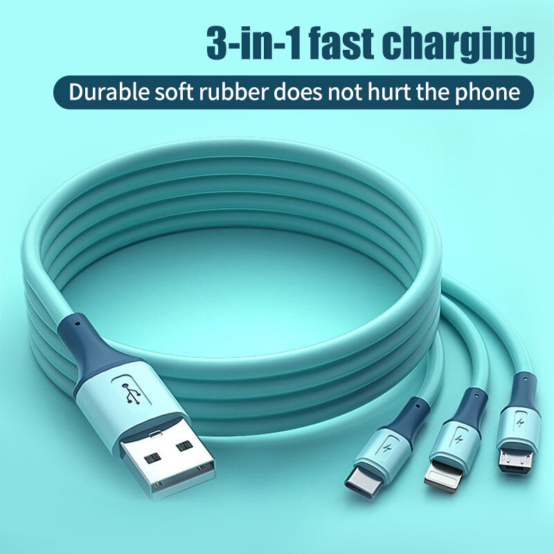 OLAF-Cable USB 3 en 1 de carga rápida, 3 en 1, para iPhone 13, 12 Pro Max, Huawei, Xiaomi, Samsung