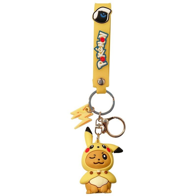 Pokemon Keychain 7CM Pikachu Creative Anime Cartoon Keychain Pendant Doll Eevee Psyduck Rowlet Children's Toy Bag Pendant Gift