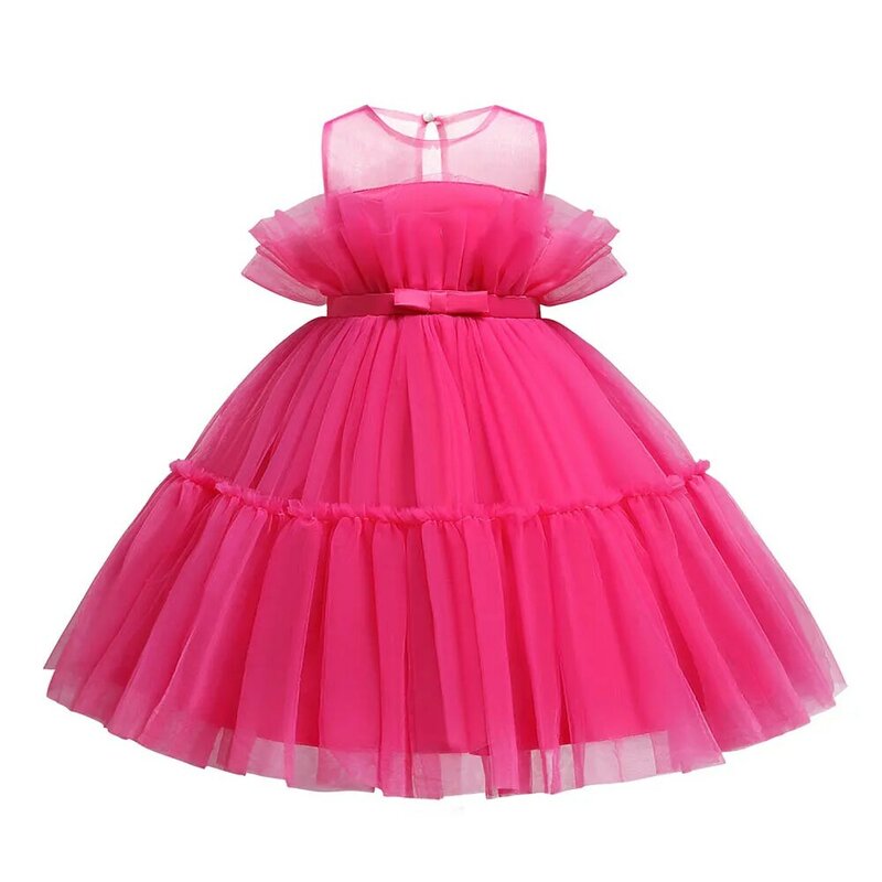 Toddler Girl Dresses 2022 Summer New Girl's Dress Korean Mesh Princess Dress Fairy Bow Tutu Dress Birthday Performance Outfits
