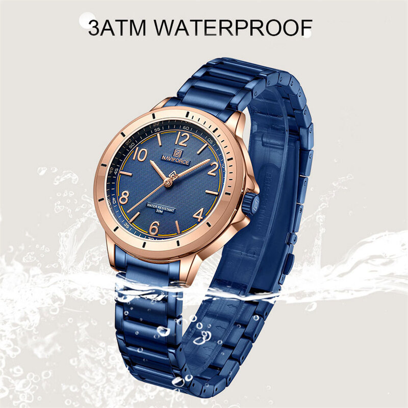 NAVIFORCE Stainless Steel Watches for Women Fashion Casual Ladies Quartz Clock Waterproof Female Wrist Watch Relogio Feminino