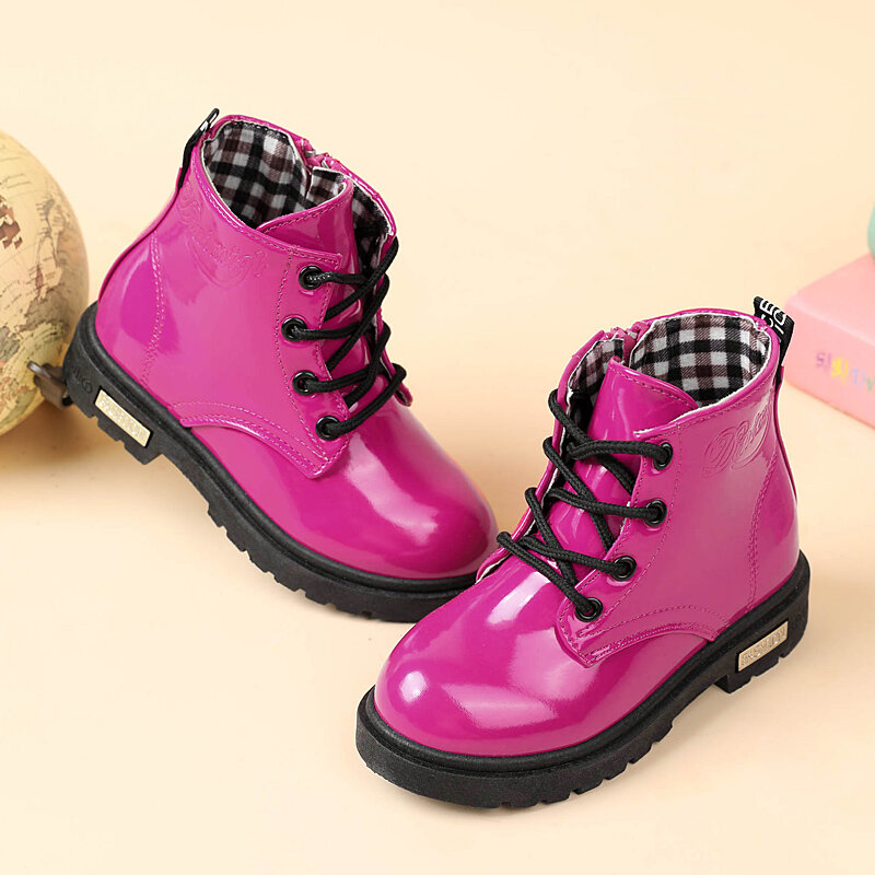 2023 neue Winter Kinder Schuhe PU Leder Wasserdicht Plüsch Stiefel Kinder Schnee Stiefel Marke Mädchen Jungen Casual Stiefel Mode Turnschuhe