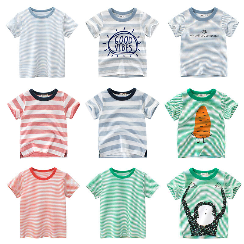 Jungen T Shirt Kurzen Ärmeln Baumwolle Tops Mädchen Baby Kinder Kleidung Sommer T-shirt T Kleinkind Kleidung für 2-8 jahre Mode 2021