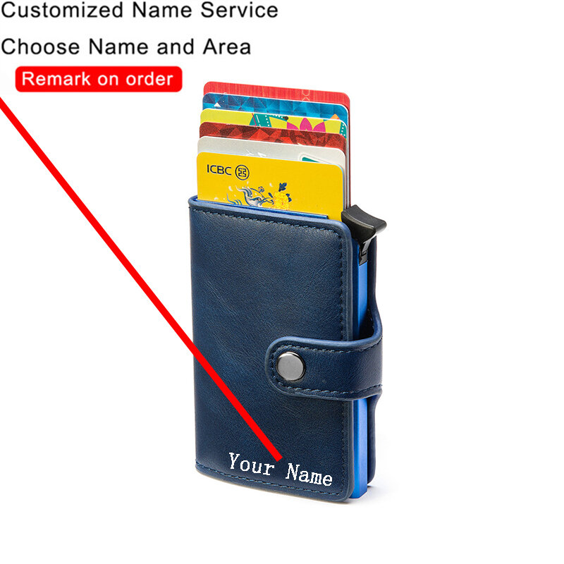 Customized Name Logo Card Holder Wallet Men Woman Gift Rfid Magic Trifold Leather Slim Wallet Money Bag Purse Credit Card Holder