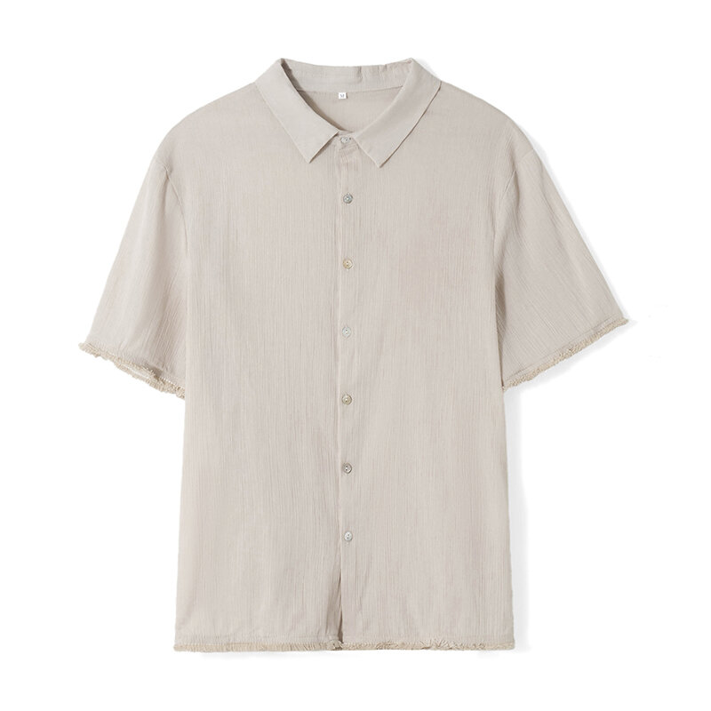 Men Fashion Beach Shirts Solid Color Button-Down Short Sleeve Holiday Tops Turn-Down Collar Summer Casual  Beach Shirt