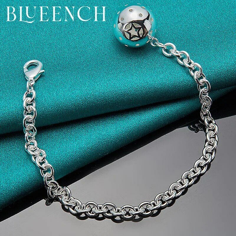 Blueench 925 prata esterlina bola recorte pingente pulseira para mulher festa noite casamento moda jóias