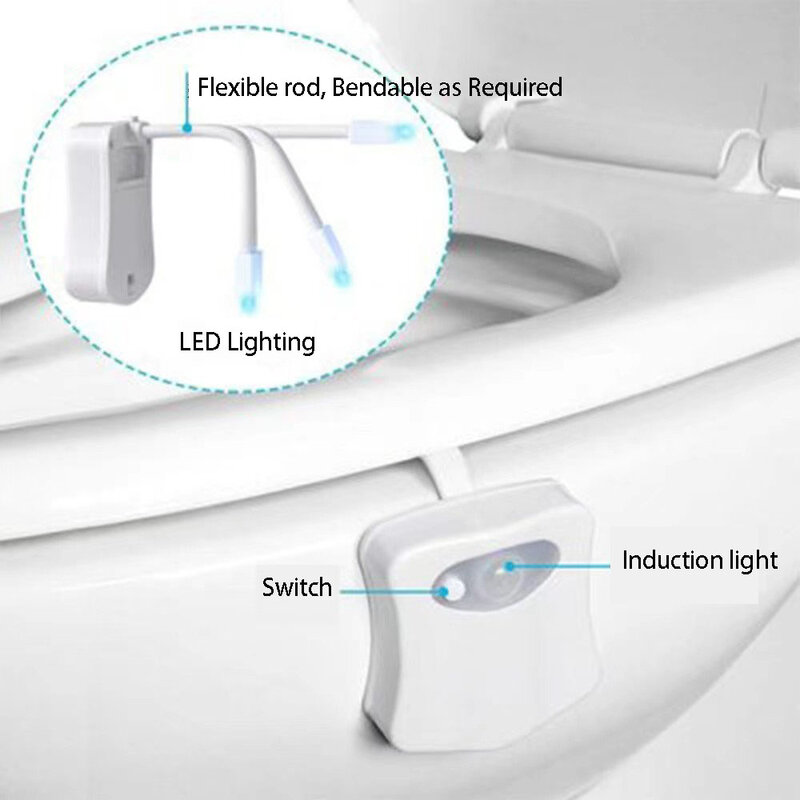 Toilet Night Light PIR Motion Sensor Toilet Night Lights 8/16 Color Waterproof Backlight Toilet Bowl Seat Lamp Bathroom Washroom