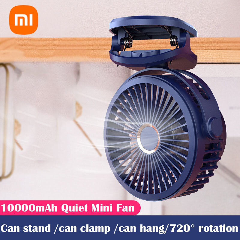 Xiaomi mini 10000mah recarregável ventilador cortado 360 ° rotação 4-velocidade vento usb desktop ventilador silencioso ar condicionado para quarto