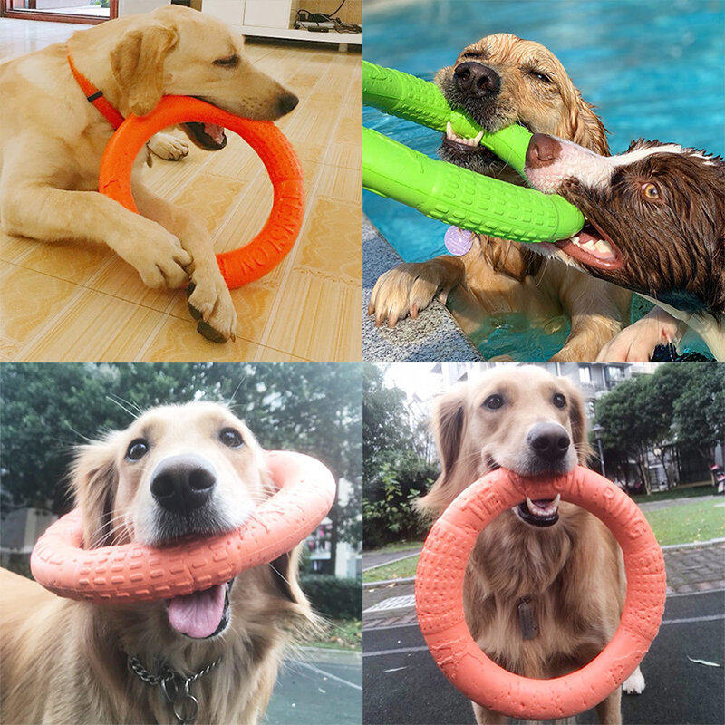 Juguetes Para perros grandes de 18/27CM, anillo de entrenamiento interactivo de EVA resistente a las mordeduras, discos voladores para mascotas
