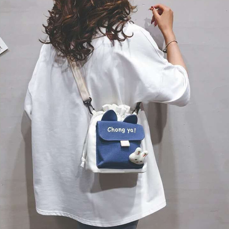 Bolsa de mensajero para chica, bolso de mano cuadrado de lona, bolsa de almacenamiento de viaje con correa desmontable, bandolera de moda