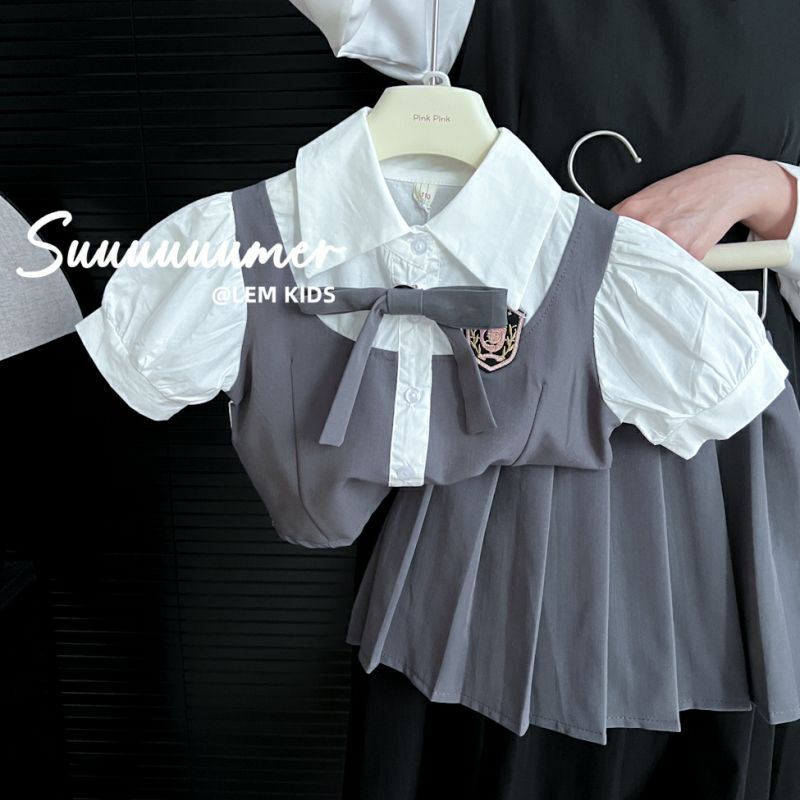 Mädchen Baby kleidung Set Sommer neue koreanische Kinder Kurzarm hemden und Röcke zweiteilige Set Mädchen JK Uniform