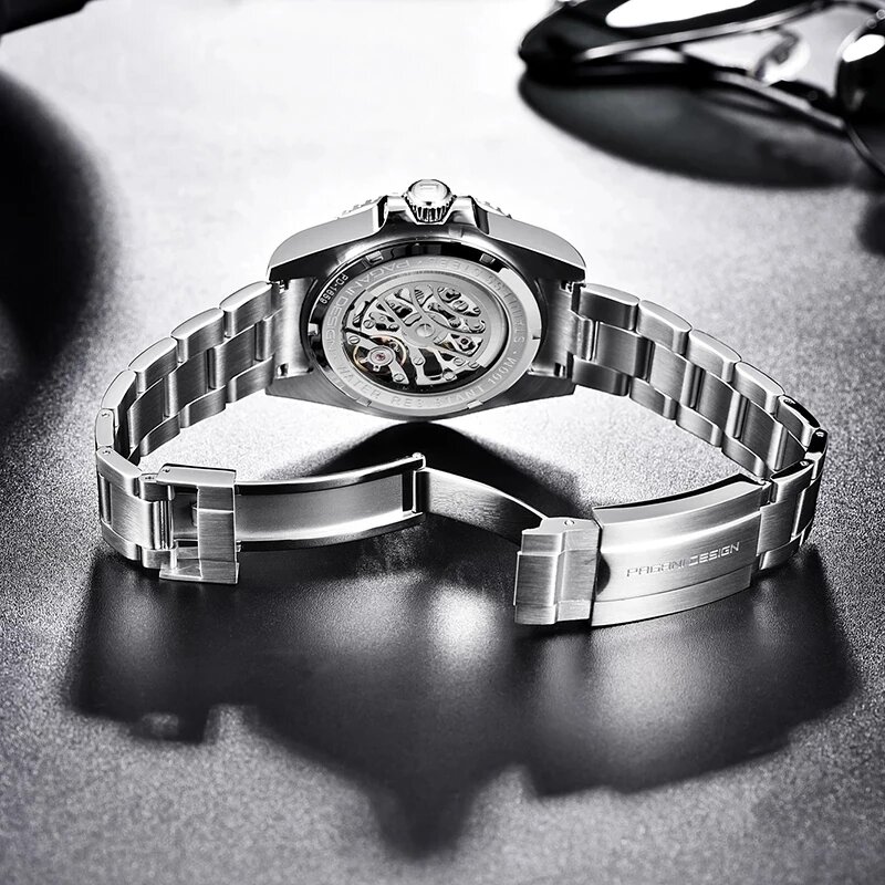 Pagani design marca de luxo dos homens esporte relógios esqueleto automático relógio aço à prova dwaterproof água tourbillon reloj hombre relógio