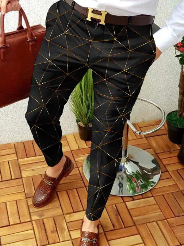 Abbigliamento uomo Streetwear estate Casual uomo modello stampato pantaloni tasche moda 2022 pantaloni a matita Slim a vita media pantaloni da lavoro