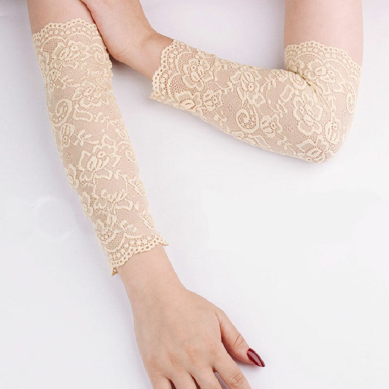 30cm Summer Women Driving Glove Sunproof Arm Sleeves Sexy Lace Gloves Lady Fingerless Elastic Sleeve Fake Long Glove