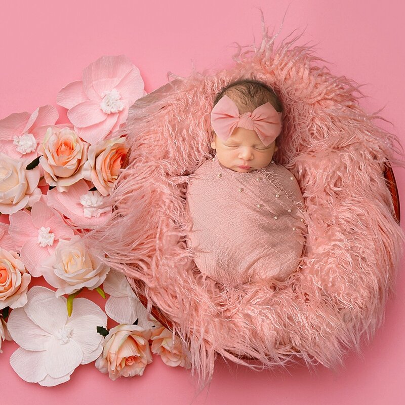 Fotografia recém-nascido adereços cobertor fotografia envoltório bandana tiro fundo prop cesta stuffer filler