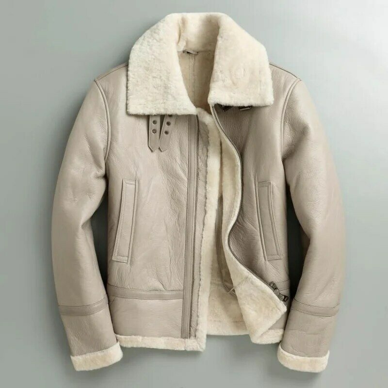 Теплое зимнее женское пальто из овчины, Женская мотоциклетная куртка с отложным воротником, женские кожаные куртки