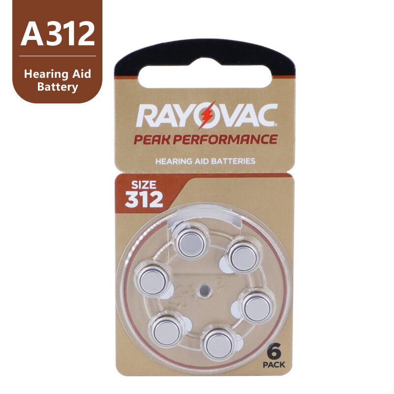Hearing Aid Batteries 60PCS / 10 Cards RAYOVAC PEAK 1.45V 312 312A A312 PR41 Zinc Air Battery For BTE CIC RIC OE Hearing Aids
