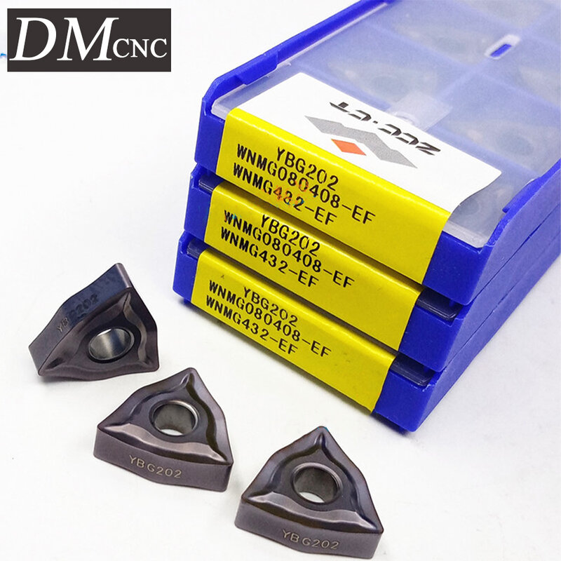 10pcs WNMG080404-EF YBG202 WNMG080408-EF YBG202 WNMG080404 WNMG 080408 Carbide Inserts Turning Blade for Stainless steel