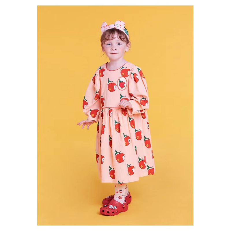 Bebebebe marca nova princesa meninas vestidos animais bordados outono roupas de bebê manga longa crianças traje crianças vestidos