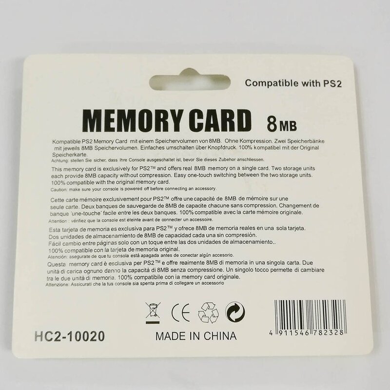 For PS2 6MB/32MB/64MB/128MB/256MB Memory Card Memory Expansion Cards Suitable for Sony Playstation 1 PS2 Black Memory Card