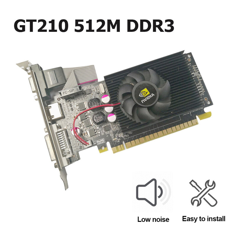 بطاقة الفيديو GT210 512 متر DDR3 64Bit الكمبيوتر HDMI-متوافق VGA DVI الكل في واحد سطح المكتب بطاقة جرافيكس كمبيوتر مكتبي الملحقات