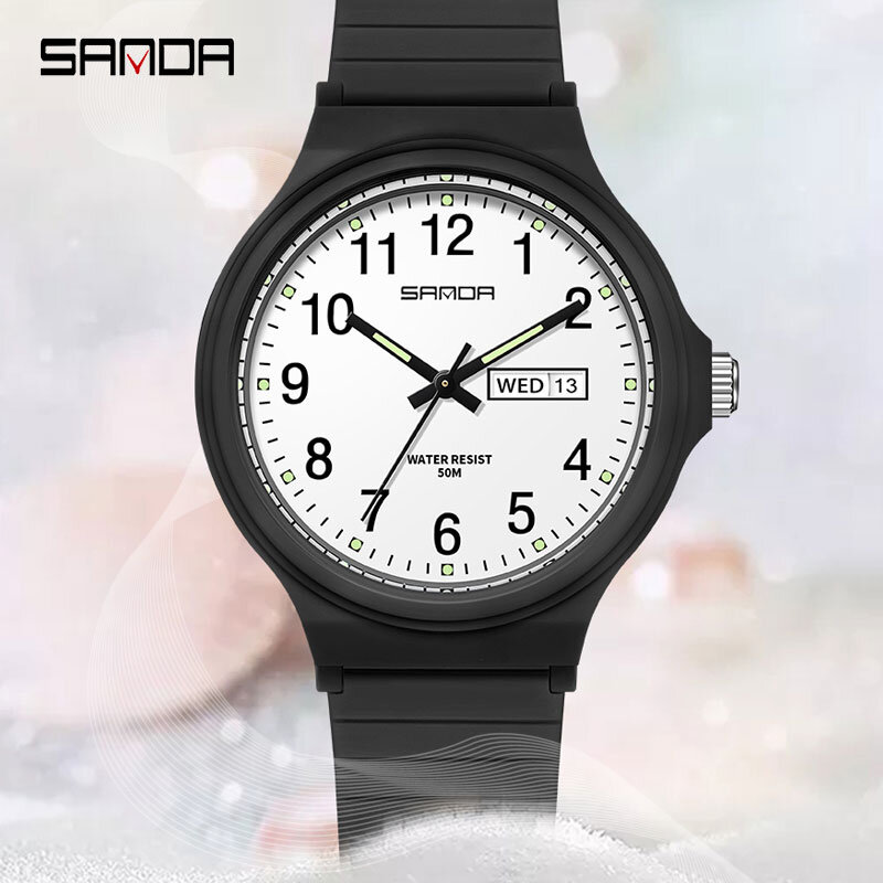 นาฬิกาสปอร์ตสำหรับผู้หญิงนาฬิกาควอตซ์สีดำนาฬิกาข้อมือผู้หญิงลำลองนาฬิกานักเรียนนาฬิกาผู้หญิง