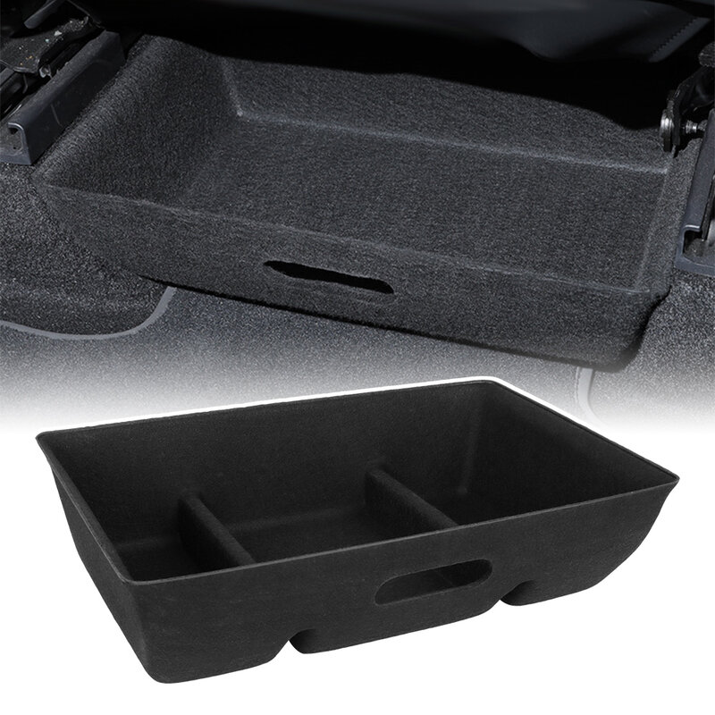 Yosolo preto caixa de armazenamento de alta capacidade organizador caso sob o assento escondido caixa para tesla modelo y sentiu pano gaveta titular