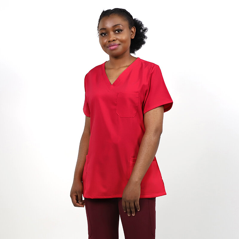 ユニフォーム-世界女性のスクラブトップ看護トップ3ポケット付き機能トップ医療ユニフォーム作業服病院のワークウェア