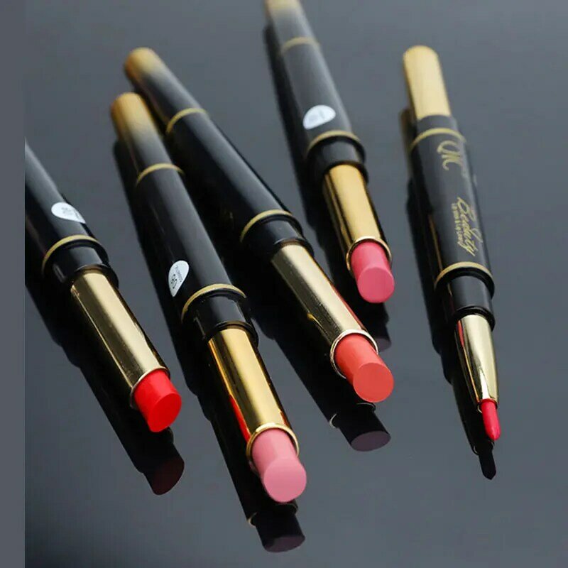 Matita per labbra impermeabile 2 IN 1 matita per rossetto opaco matita per labbra rossa a lunga durata nuova penna per rossetto cosmetici per il trucco delle labbra all'ingrosso