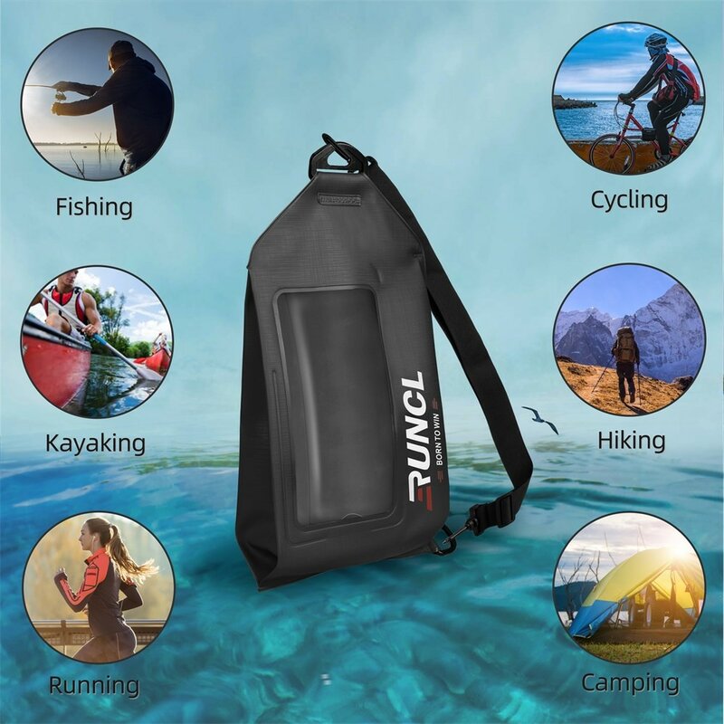 RUNCL-riñonera impermeable con pantalla táctil, bolsa seca para el pecho, bandolera para viaje y Pesca