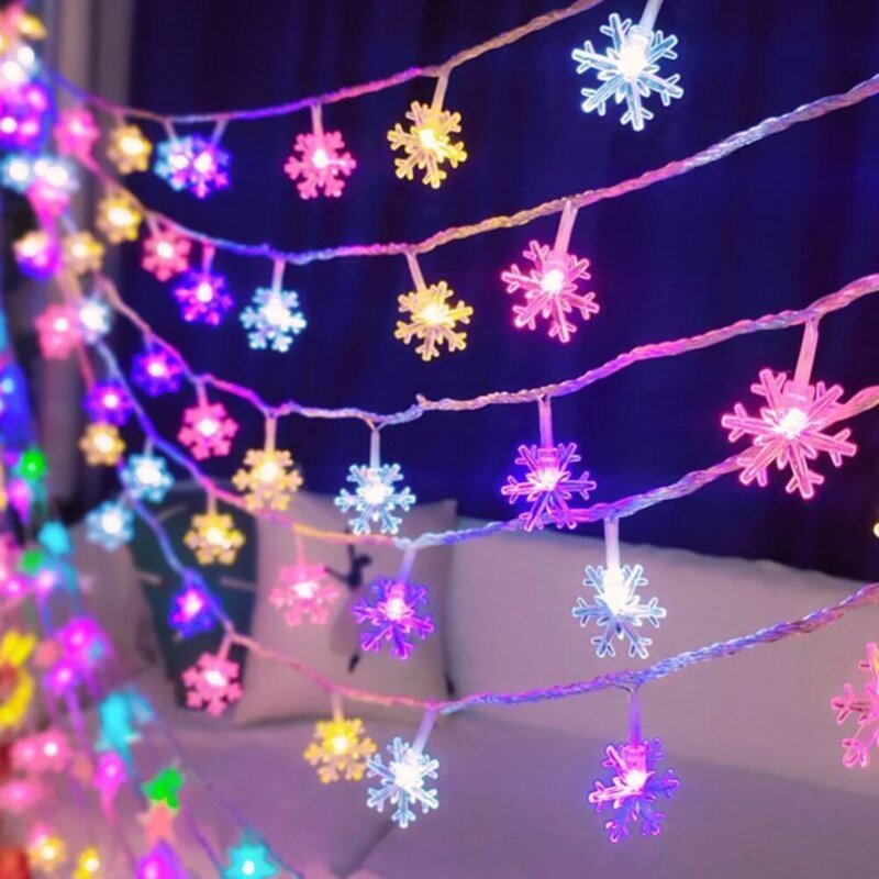 الثلج ضوء سلسلة ملونة LED الزفاف جارلاند فانوس شجرة عيد الميلاد ديكور المنزل الزفاف ديكور المنزل داخلي