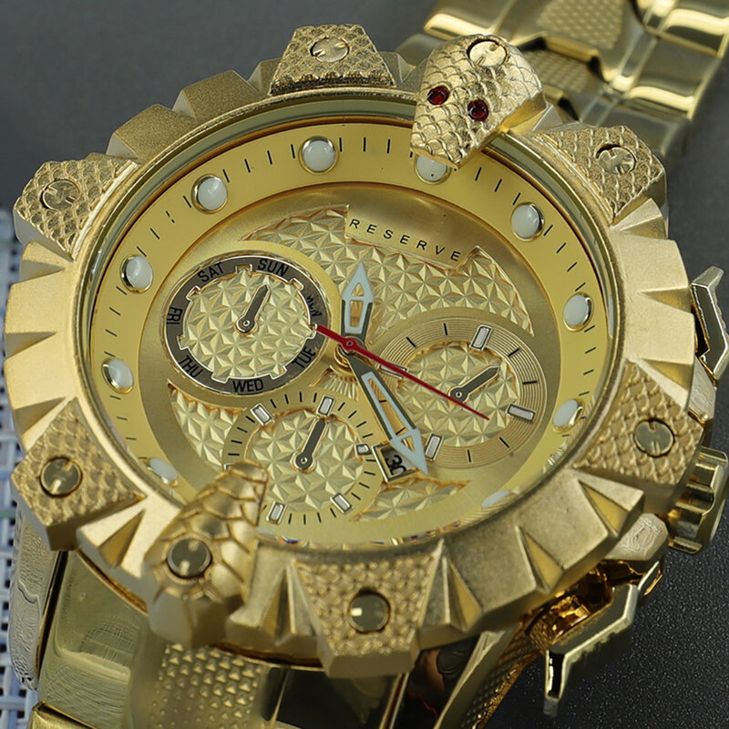 Onoverwinnelijk Horloges Mens 18K Gold Big Dial Aaa Ongeslagen Horloge Roestvrij Staal Automatische Datum Dropshipping Relogio Masculino