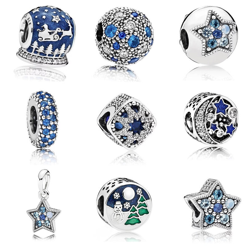 2023 Meizhu Blue Cat Eye DIY Beaded Loose Bead Pendant with Fixed Buckle Simple Jewelry Bracelet Female Star Beads