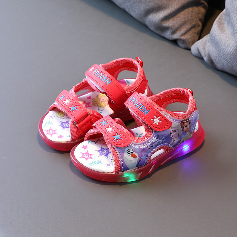 Frozen Anna Elsa Children's Sandals  Light LED Shoes Baby Kids Children's Beach Shoes with Luminous Tenis Toddler Sneakers Boots