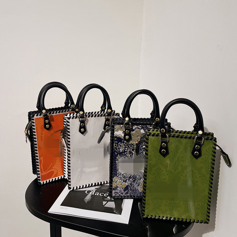 Bolsa de papel portátil para mujer, Kit de costura artesanal, bolsos de mano hechos a mano, bolsa de PU, regalos para mujer, 22cm x 16cm x 8cm