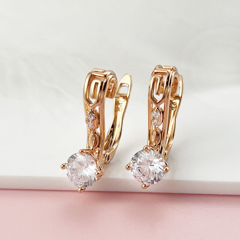 Stud Earrings with Stylish Zircon Rose Gold Color  Earings Fashion Jewelry