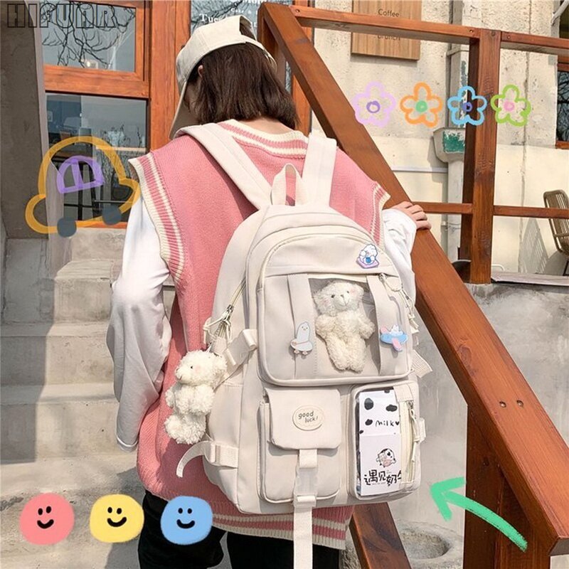 Японский Школьный рюкзак для девочек-подростков, женские сумки с несколькими карманами, милый ранец в стиле Харадзюку
