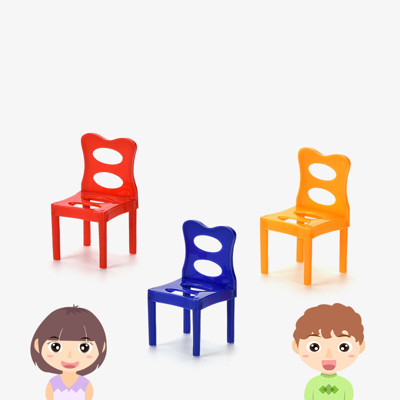 12pcs Mini Chair Balance Blocks Toy Plastic Assembly Blocks Stacking Chairs Kids Educational Family Game Balancing Training Toy