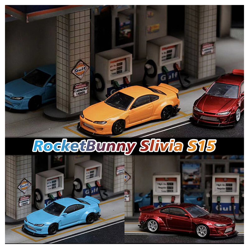 Modelo de carro Diorama Miniature Weapon Street, Slivia S15 Foguete Coelho, Coleção Candy Color Alloy, Em estoque, SW 1:64