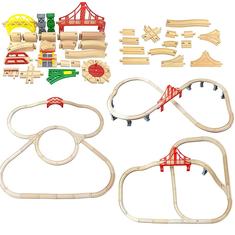 Rail de Train en bois, accessoires de voie ferrée, Compatible avec marque normale, jouets de route pour enfants, cadeaux pour enfants