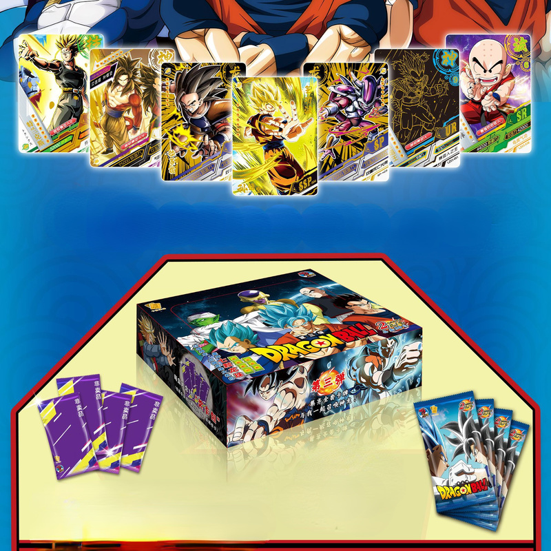 Juego completo de cartas flash de Dragon Ball, juego de batalla de hero Sun Wukong, colección de cartas de anime, venta al por mayor, caja ciega aleatoria