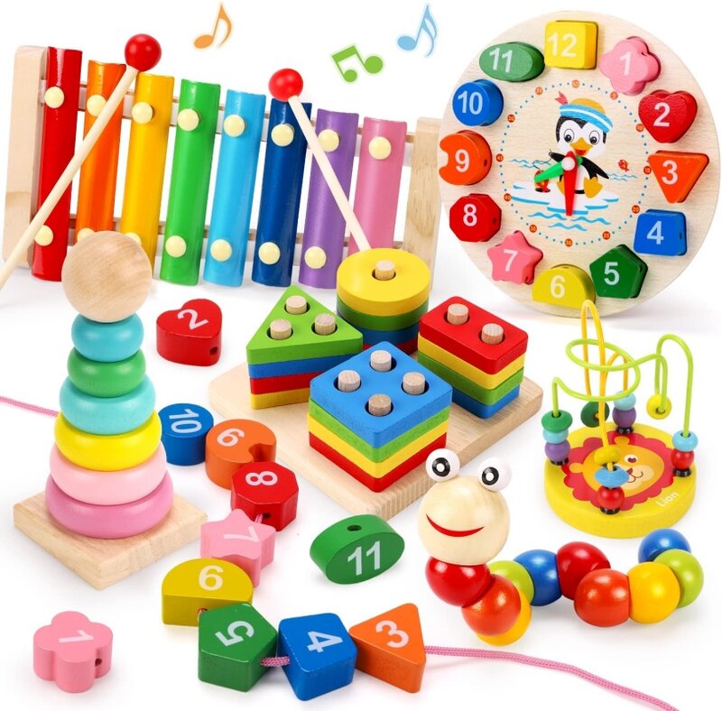 Mainan Kayu Pendidikan Montessori Permainan Pengembangan Bayi Teka-teki Kayu untuk Anak Belajar Awal Mainan Bayi untuk Hadiah Anak-anak