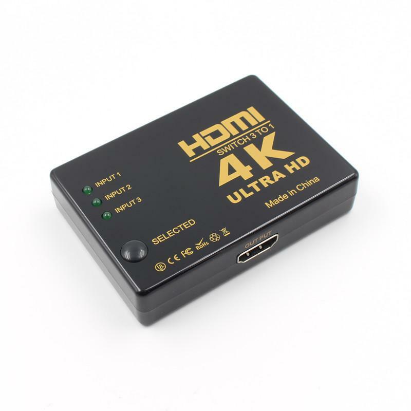 3-Poorten Hdmi-Compatibel Splitter Switcher 3 In 1 Out Hub Box + Remote Auto Switch 1080P hd Switch Afstandsbediening Netsnoer