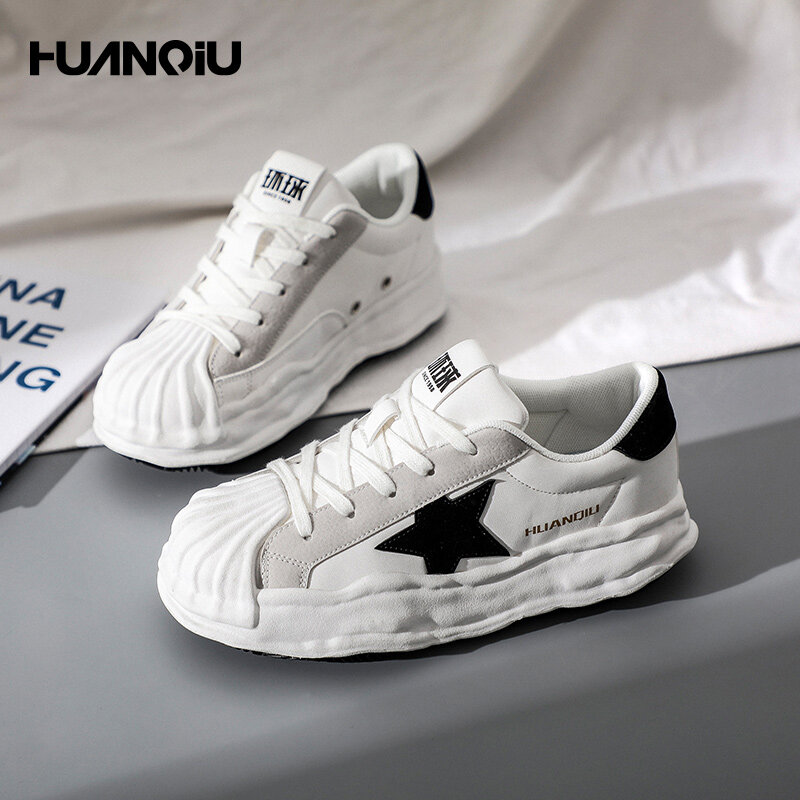 HUANQIU – chaussures de course blanches pour femmes, baskets polyvalentes, confortables, décontractées, avec semelles en coquille, nouvelle collection 2022