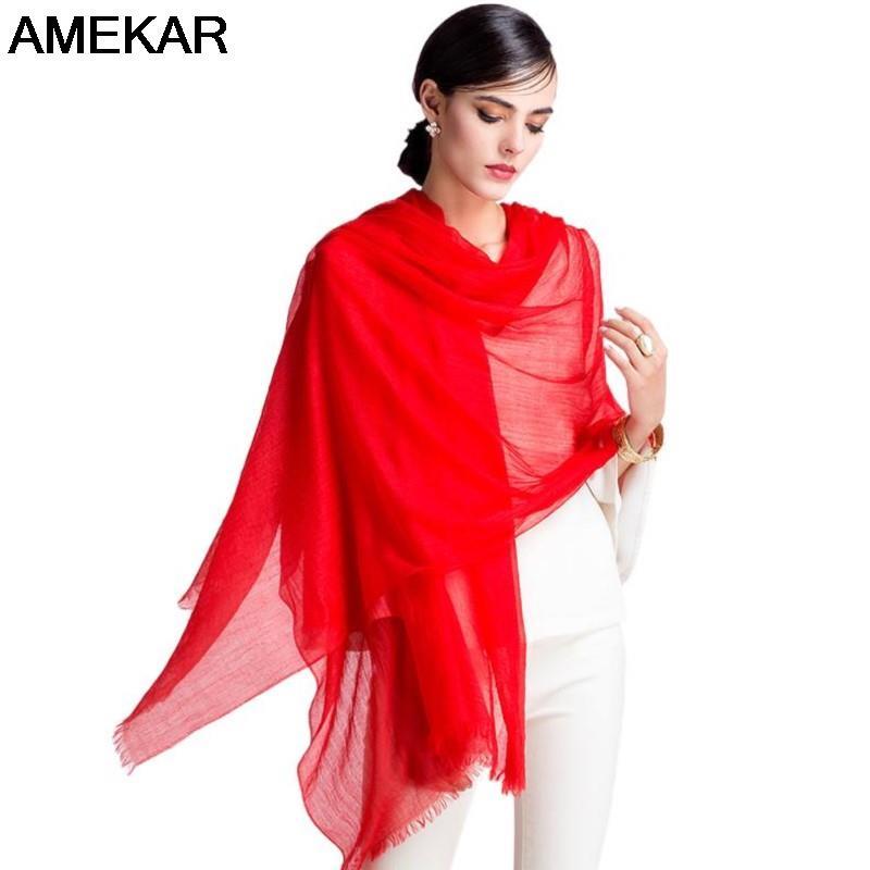 Bufanda fina lisa de Cachemira para mujer, chal de lujo con anillo, larga y elegante, para verano e invierno, 100%
