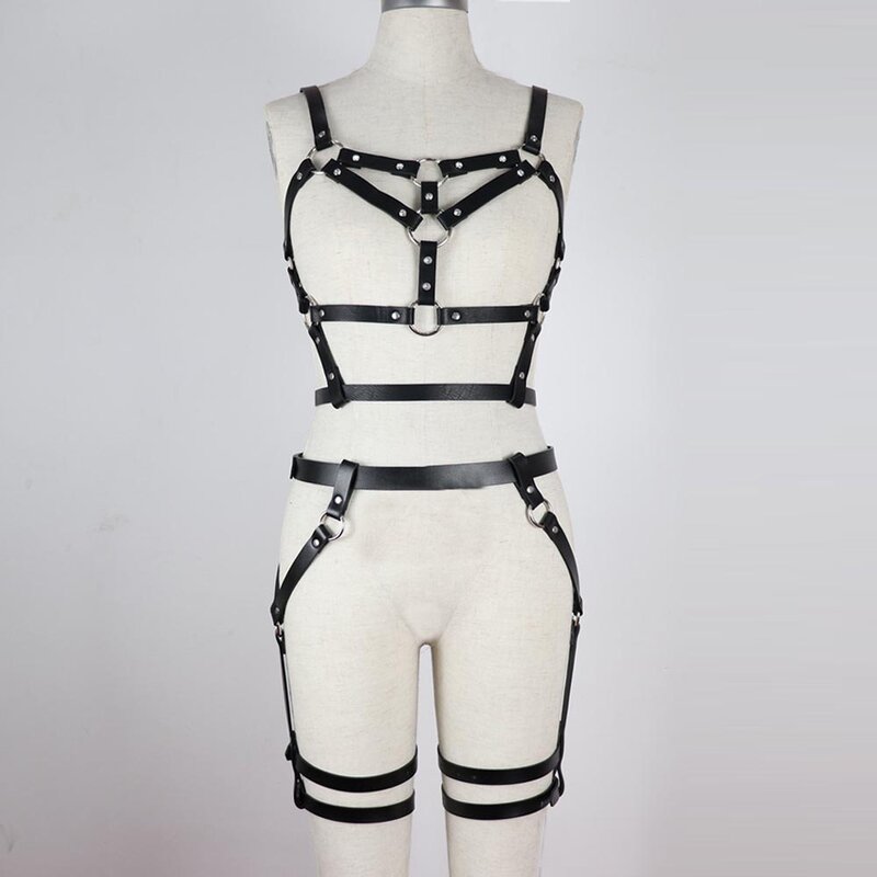 Pakaian Dalam Wanita Tali Kulit Seksi Gotik Set Sabuk Garter Pakaian Dalam Wanita Tali Pengikat Pinggang Ke Kaki Sabuk Garter Tubuh