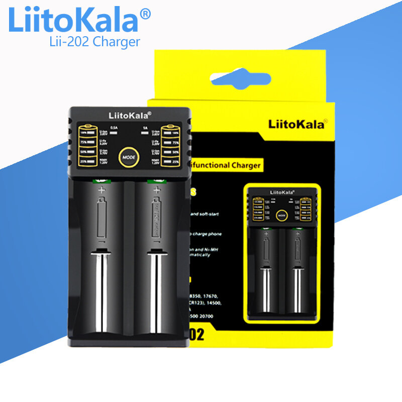 1-5p liitokala Lii-S2 Lii-S4 Lii-202 Lii-402 18650バッテリー充電器26650 16340 CR123 14500 LiFePO4 1.2v 3.7 rechareableバッテリー