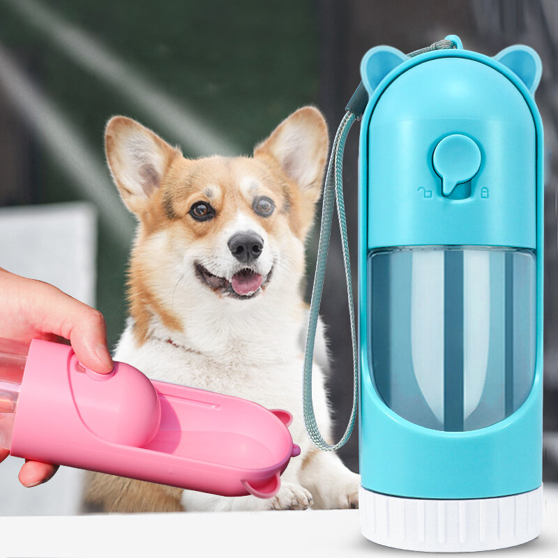 Botella de agua retráctil de 220ml para perros, suministros para mascotas al aire libre, taza portátil para beber para gatos, bebedero colgante, fácil de limpiar, diseño bonito