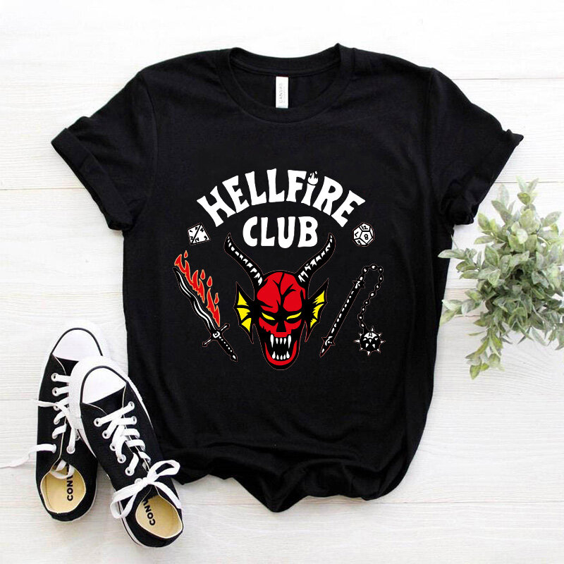 Eddie Munson Season 4 T Shirt Women Hellfire Club Tshirt Funny 90s Female Graphic T-shirt Ullzang Upside Down Top Tees Shirt