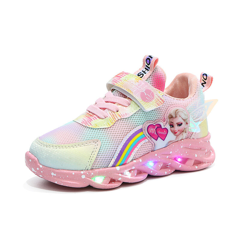 Disney frozen lichtgevende anna elsa spot ademende vrijetijdsled kinderschoenen baby trainer kids tennis voor meisjes laarzen sneakers