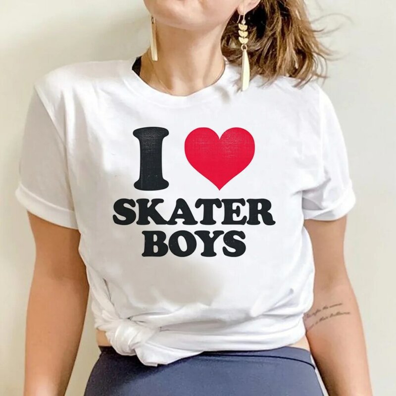 I loveスケーター-女性と男の子のための原宿Tシャツ,女の子のための服2000s
